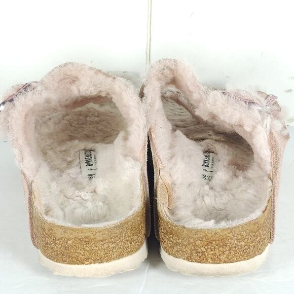 BIRKENSTOCK Women's Arizona EU38 US7 Narrow Pink Suede Shearling Slide Sandals - Picture 10 of 16